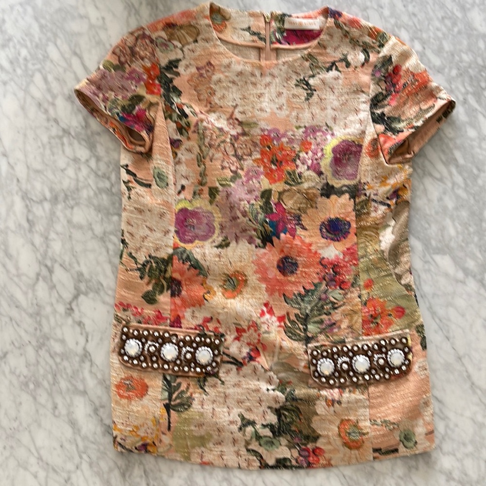 Tory Burch floral beaded botanical top